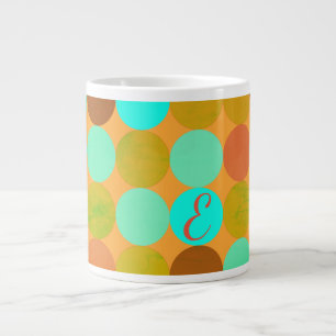 Turkos Blue Grönt & Orange Circles Monogram Jumbo Mugg