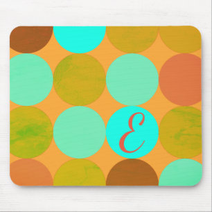 Turkos Blue Grönt & Orange Circles Monogram Musmatta