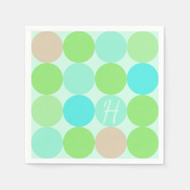Turkos Blue Grönt & Orange Circles Monogram Pappersservett