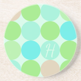 Turkos Blue Grönt & Orange Circles Monogram Underlägg