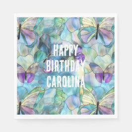 Turkos Blue Lila Butterflies Pappersservett