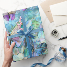 Turkos Blue Lila Butterflies Presentpapper