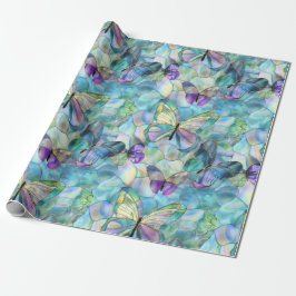 Turkos Blue Lila Butterflies Presentpapper