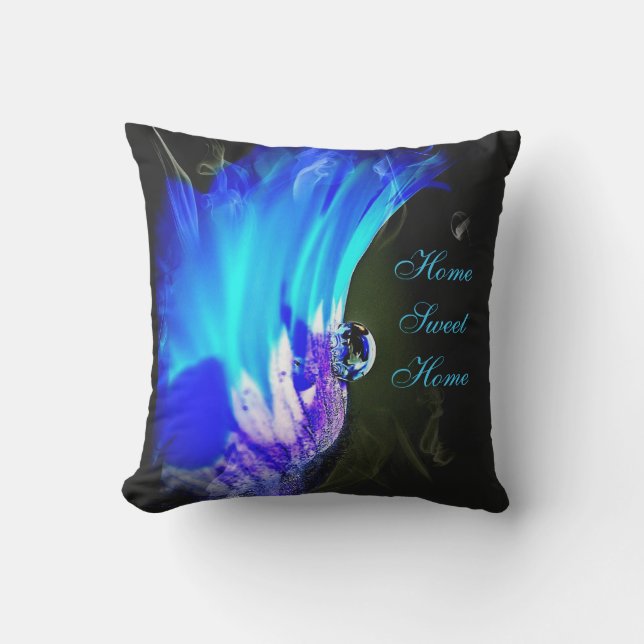 Turkos Blue & Lila Flower Pillow Utomhuskudde (Framsida)