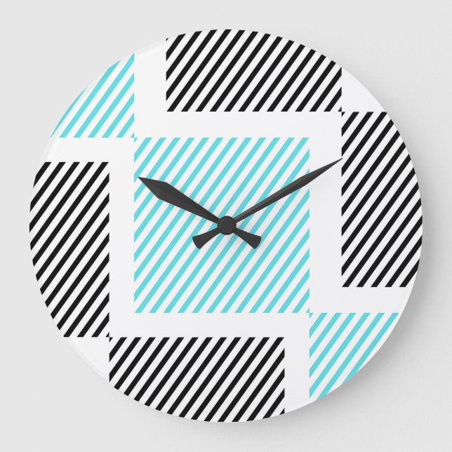 Turkos Blue Line Squares Stor Klocka (Framsida)