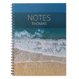 Turkos Blue Ocean Sandy Beach Typografi Anteckningsbok