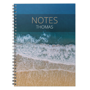 Turkos Blue Ocean Sandy Beach Typografi Anteckningsbok