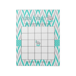 Turkos Blue och Grått Elephant Baby Shower Game Anteckningsblock