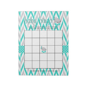 Turkos Blue och Grått Elephant Baby Shower Game Anteckningsblock