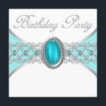 Turkos Blue- och Silver-Födelsedagsfesten Inbjudningar<br><div class="desc">Vacker teal turkos blue och silver jewel turquise födelsedagsfest inbjudan. Den här eleganten kan enkelt anpassas efter party eller händelse. Lägg till dina detaljer i förväg och/eller bakåt genom att helt enkelt lägga till din händelseinformation, teckensnitt stil, storlekt teckensnitt & färg och text. Observera att alla inbjudningssymboler som du hittar...</div>