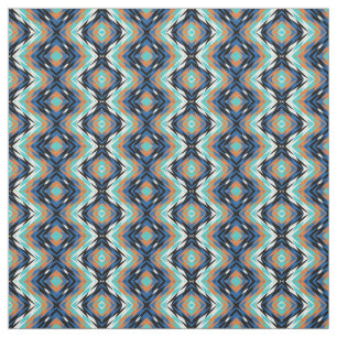 Turkos Blue Orange Black Aztec Mosaic Mönster Tyg