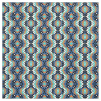 Turkos Blue Orange Black Aztec Mosaic Mönster Tyg