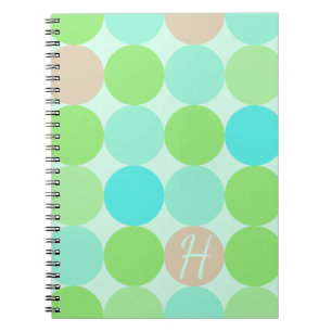 Turkos Blue & Orange Circles Monogram Anteckningsbok