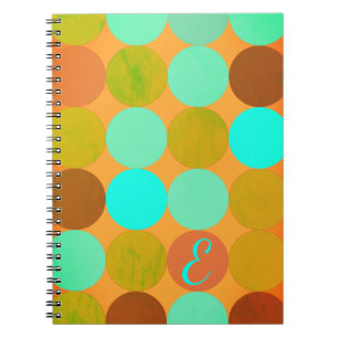 Turkos Blue & Orange Circles Monogram Anteckningsbok