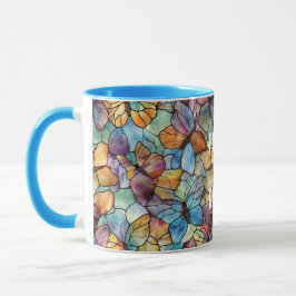 Turkos Blue Orange Lila Butterflies Mugg