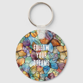 Turkos Blue Orange Lila Butterflies Nyckelring