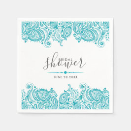 Turkos-blue paisley snöre pappersservett