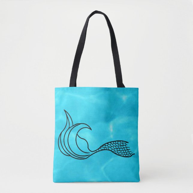 Turkos blue sjöjungfru svan tote bag tygkasse (Framsida)