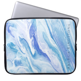 Turkos Blue Sjölandskap Marble Anpassade Laptop Fodral