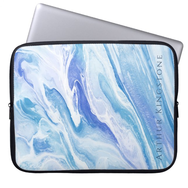 Turkos Blue Sjölandskap Marble Anpassade Laptop Fodral (Framsidan)