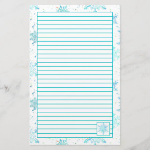Turkos Blue Snöflingor Lining Brevpapper