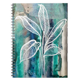 Turkos Blue & Teal Modern botaniskt vattenfärgen Anteckningsbok