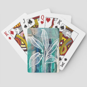 Turkos Blue & Teal Modern botaniskt vattenfärgen Casinokort