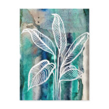 Turkos Blue & Teal Modern botaniskt vattenfärgen