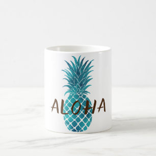 Turkos Blue Tropical Pineapple Aloha Kaffemugg