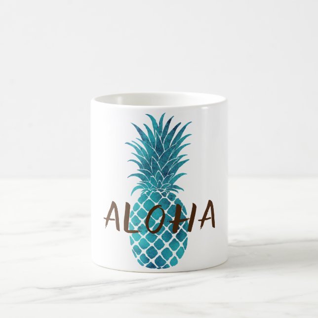 Turkos Blue Tropical Pineapple Aloha Kaffemugg (Center)