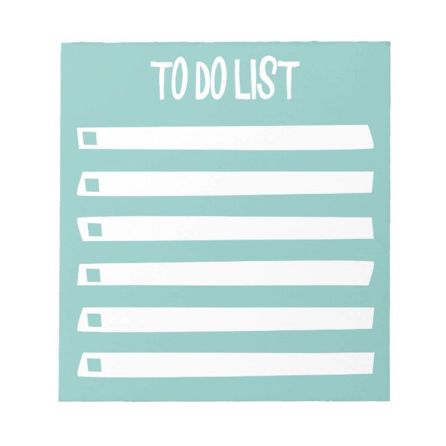 Turkos Blue White Simple Girly to Do List Anteckningsblock (Framsida)