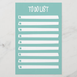 Turkos Blue White Simple Girly to Do List Brevpapper