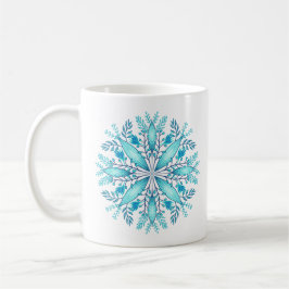 Turkos Blue Winter Snowflake Flower Kaffemugg