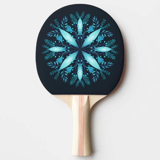 Turkos Blue Winter Snowflake Flower Pingisracket (Framsidan)