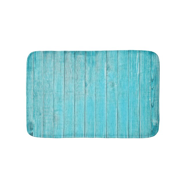 Turkos Blue Wood Wall Struktur Badrumsmatta (Framsidan)