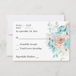 Turkos & Blush Rosa ingen måltid RSVP 2 OSA Kort