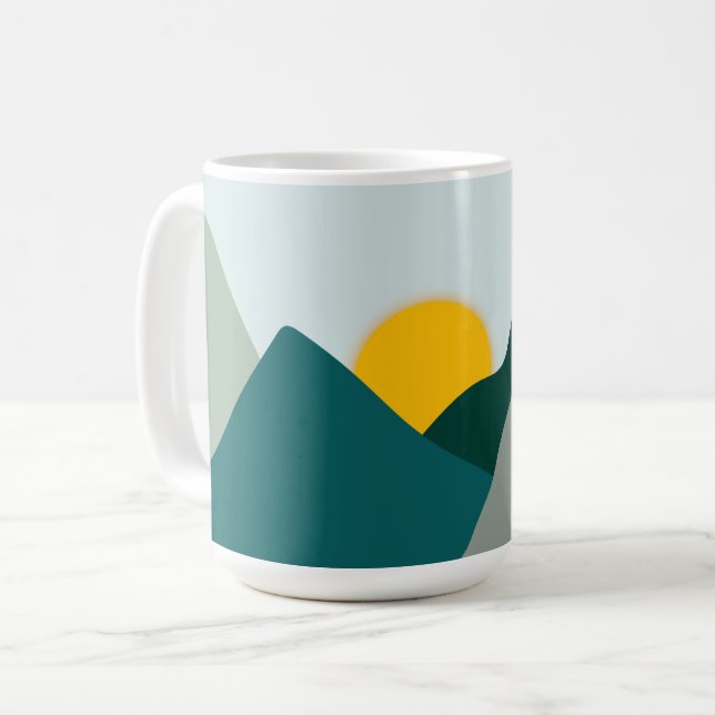 Turkos Boho Berg Mugg (Framsida vänster)