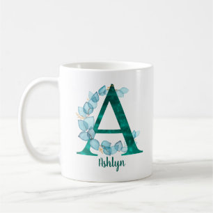 Turkos Bokstav A blå eukalyptuskrans Kaffemugg