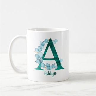 Turkos Bokstav A blå eukalyptuskrans Kaffemugg