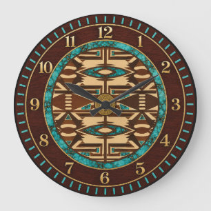 Turkos & Brun Tribal Vävt Väggur