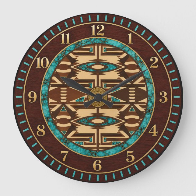 Turkos & Brun Tribal Vävt Väggur (Framsida)