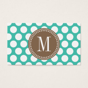 Turkos & bryner Monogrammed stor polka dots Visitkort