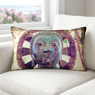 Turkos Buddha asiatisk metallstaty fotografering Lumbarkudde