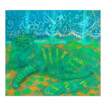 Turkos Cat Pastel Painting Pet Animal Porträtt