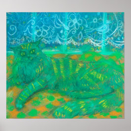 Turkos Cat Pastel Painting Pet Animal Porträtt Poster