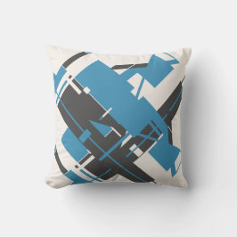 Turkos Charcol off-white Diagonal Abstrakt Art Kudde