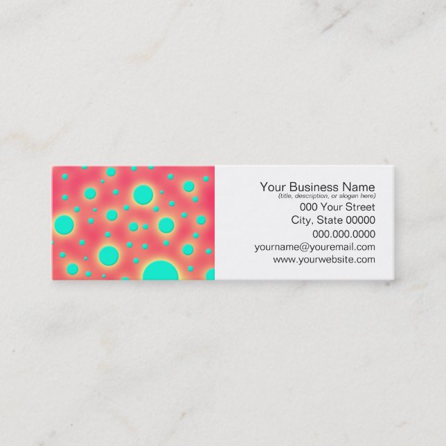 Turkos Circles över Bright Rosa Modern Design Mini Visitkort (Framsida)
