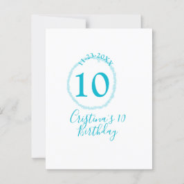 Turkos cirkel. Rund glitter 10-årsdag fet Vykort