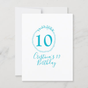 Turkos cirkel. Rund glitter 10-årsdag fet Vykort