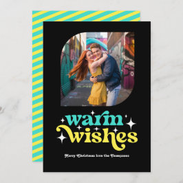 Turkos & Citrongul Modern Retro Julfotografi Julkort